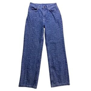 Ragged Jeans Paisley Print Denim Pants Womens 26 Blue Straight Leg Boho Y2K